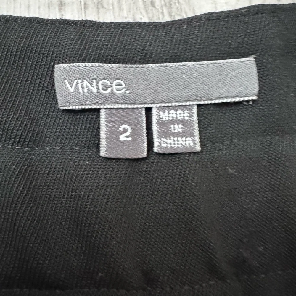 VINCE Women’s Wool Blend Tapered Cigarette Leg Crop Pants Size 2 Black Tie